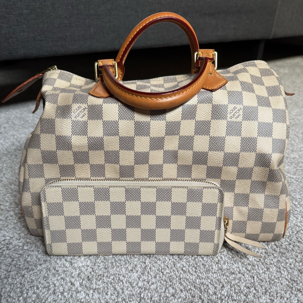 Louis Vuitton Damien Azur Bag and Wallet